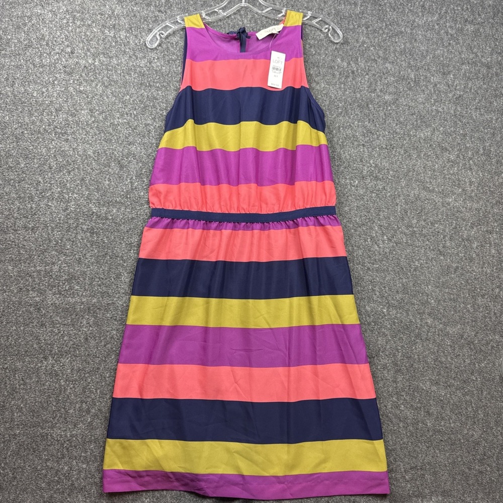 Ann‎ Taylor LOFT MT Striped Fit & Flare Dress Sleeveless Knee Length NWT